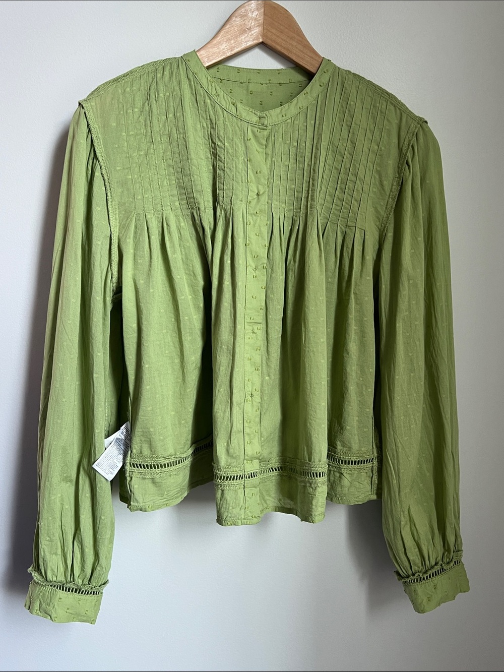 Old Navy | Long Sleeve Dandelion Leaf Blouse Embroidered Dots #583997-B Size M - Picture 8 of 16